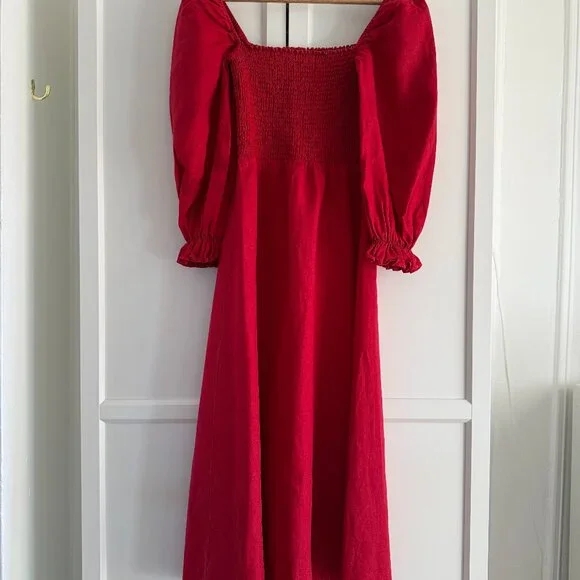 Reformation Gitane Linen Dress Cherry - Size XS - Picture 3 of 5
